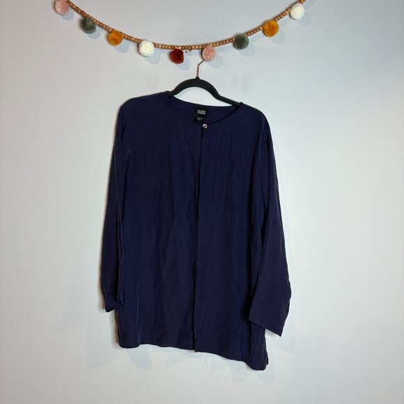 Eileen Fisher navy blue button cardigan top - Picture 1 of 4